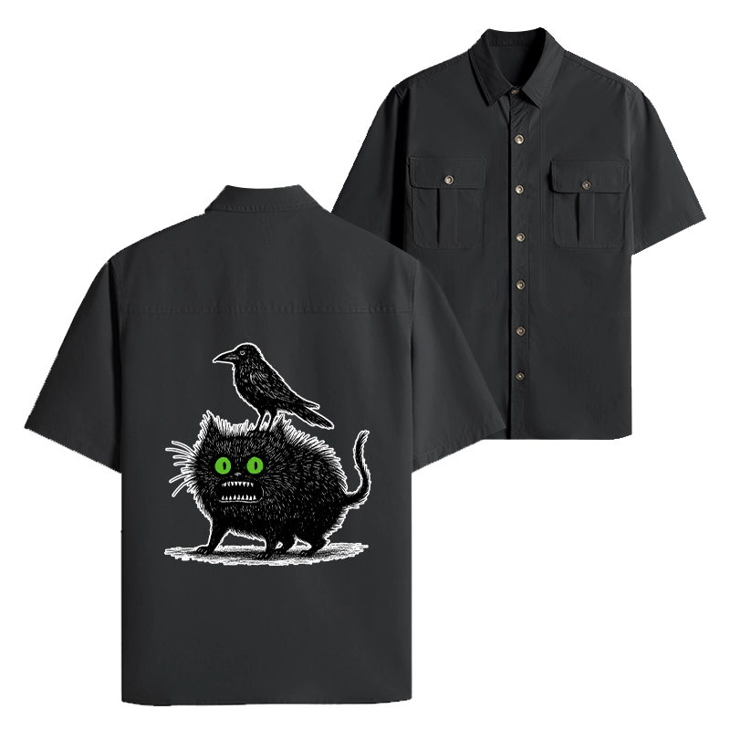 Tokyo-Lion Crow And Black Cat Work Shirt-Tokyo-Lion