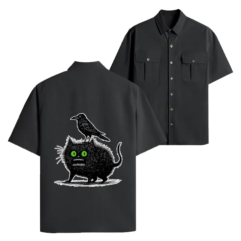 Tokyo-Lion Crow And Black Cat Work Shirt-Tokyo-Lion