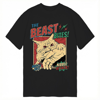 TokyoLion Vintage Horror Cat Bite Classic T-Shirt-Tokyo-Lion