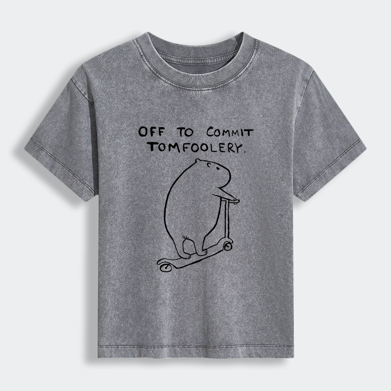 Tokyo-Lion Capybara Is Ready To Do Something Bad Women's Washed T-shirt