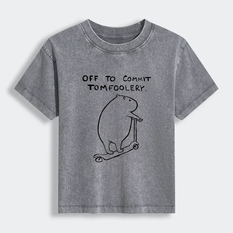 Tokyo-Lion Capybara Is Ready To Do Something Bad Women's Washed T-shirt