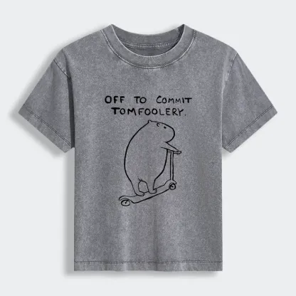 Tokyo-Lion Capybara Is Ready To Do Something Bad Women's Washed T-shirt