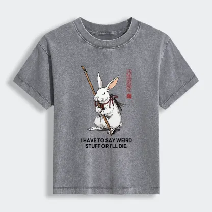 Tokyo-Lion Rabbit Gotta Say Weird Stuff Or Die Women's Washed T-shirt