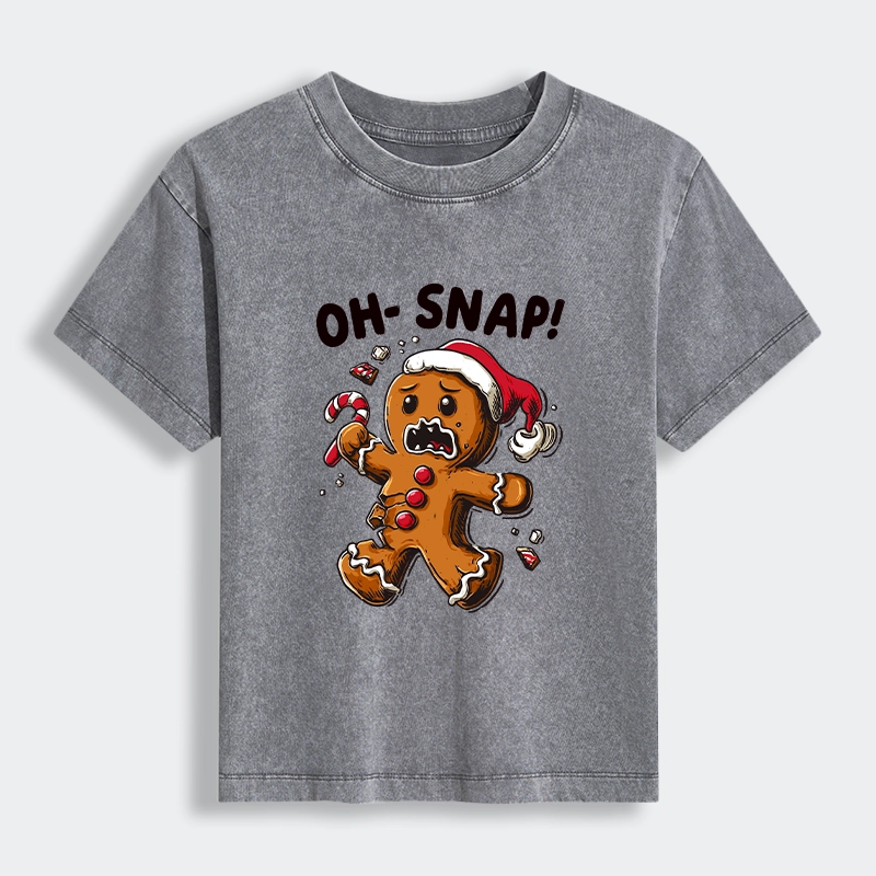 Tokyo-Lion Oh Snap The Gingerbread Man's Christmas Chaos Women's Washed T-shirt