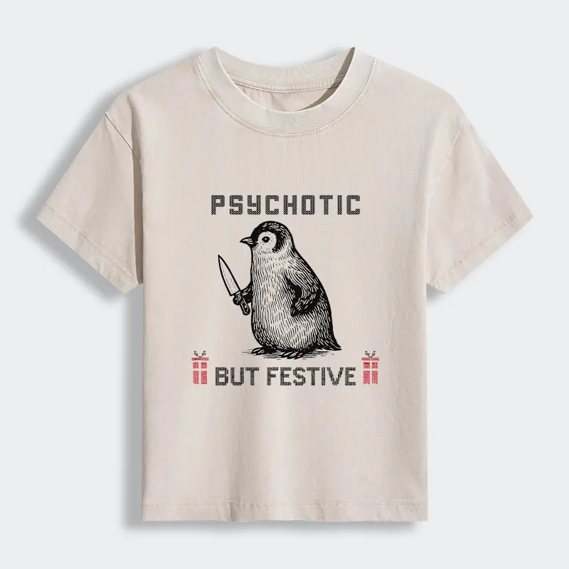 Tokyo-Lion Overstimulated but Festive Christmas Women's Washed T-shirt