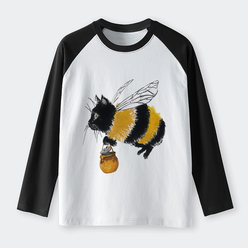 Tokyo-Lion Catbee Funny Raglan Long Sleeve T-shirt