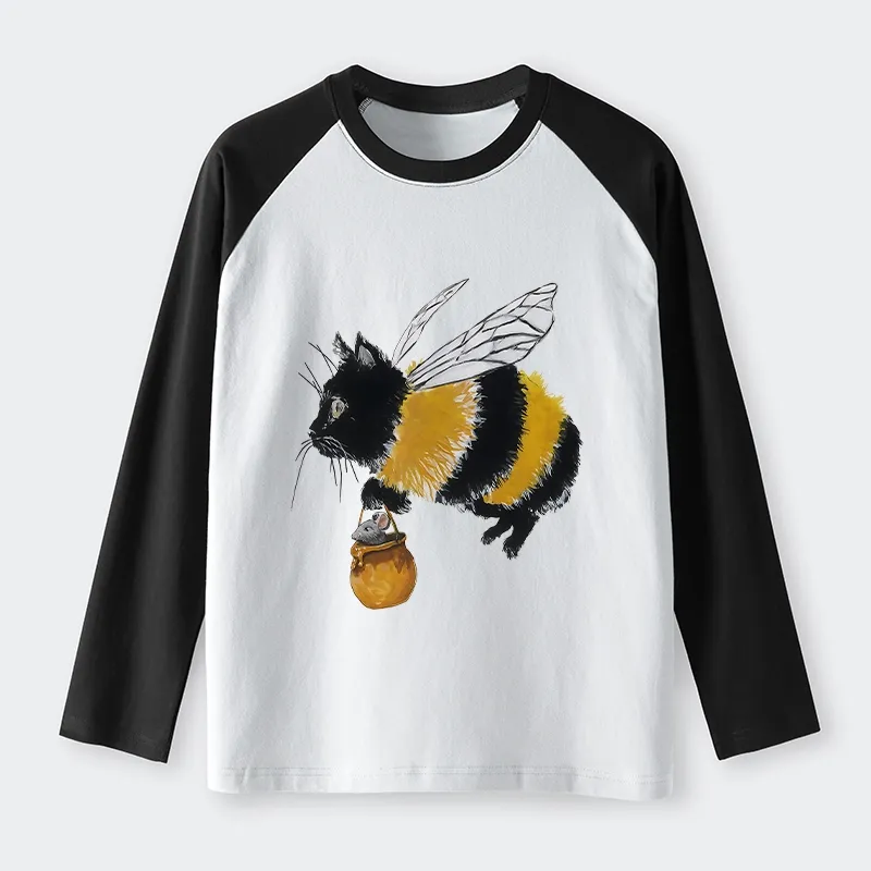 Tokyo-Lion Catbee Funny Raglan Long Sleeve T-shirt