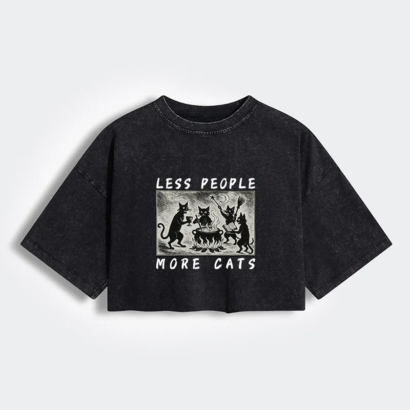 Tokyo-Lion Cat Sacrifice Ceremony Women's Washed Crop T-Shirt