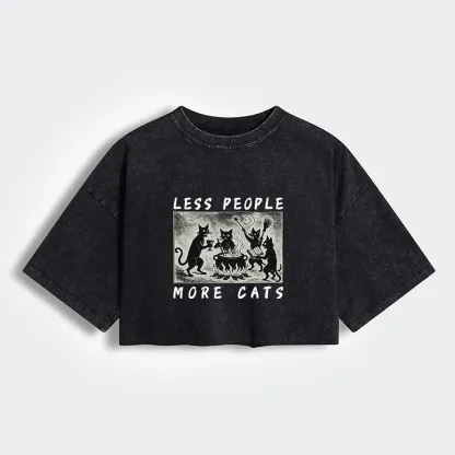 Tokyo-Lion Cat Sacrifice Ceremony Women's Washed Crop T-Shirt