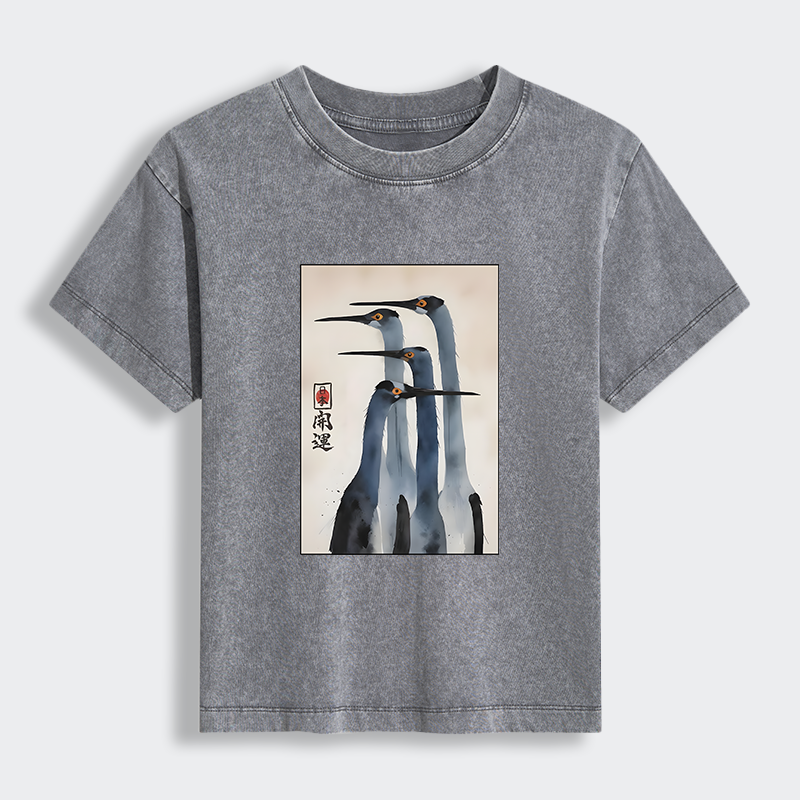 Tokyo-Lion Retro Sandhill Crane Women's Washed T-shirt