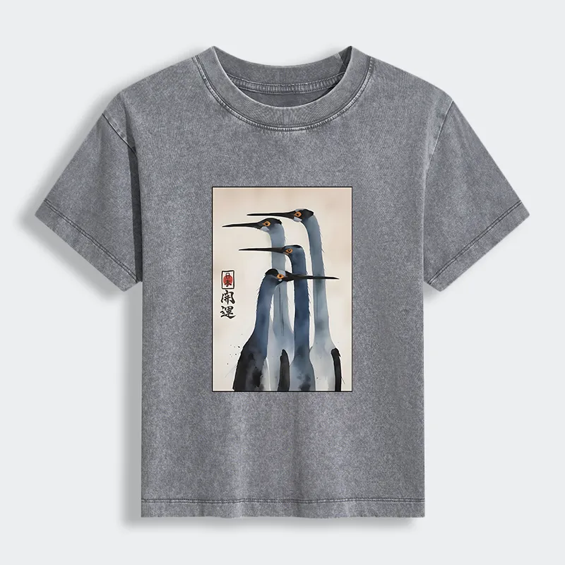 Tokyo-Lion Retro Sandhill Crane Women's Washed T-shirt