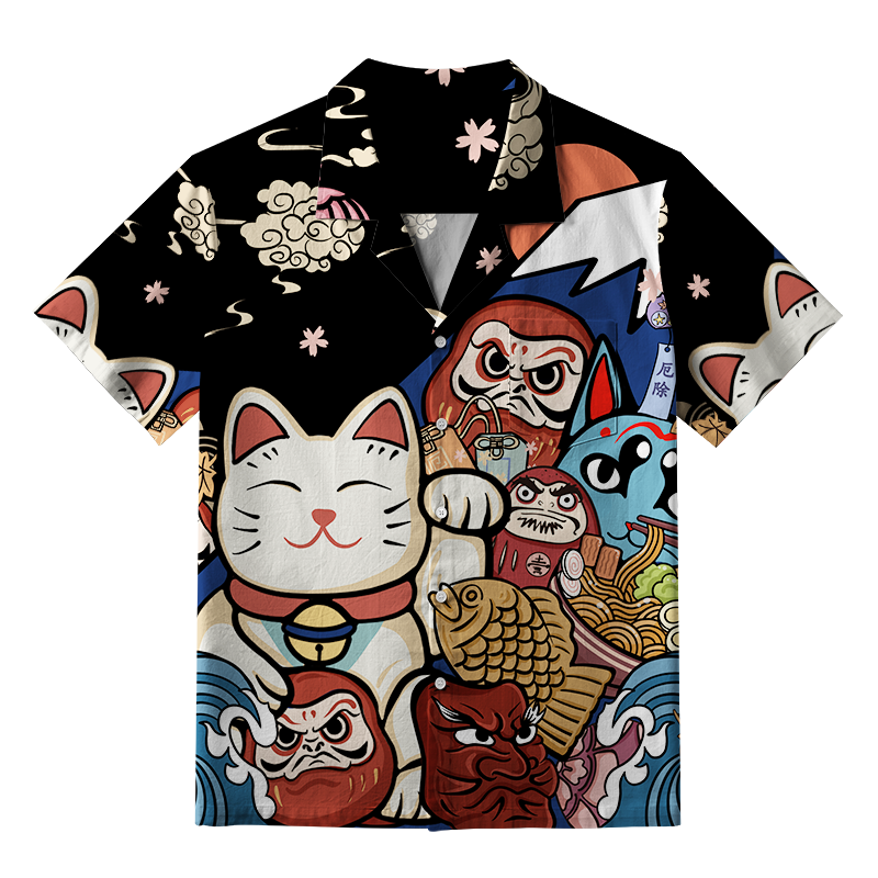 Tokyo-Lion Traditional Japanese Elements Aloha Hawaiian Shirt