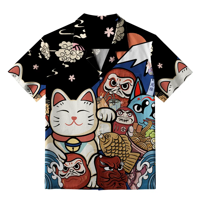 Tokyo-Lion Traditional Japanese Elements Aloha Hawaiian Shirt