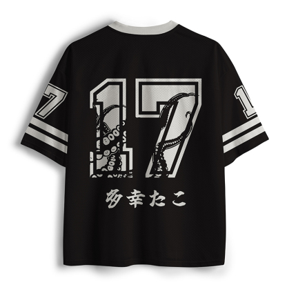 Tokyo-Lion Octopus Japanese Calligraphy Mesh Jersey