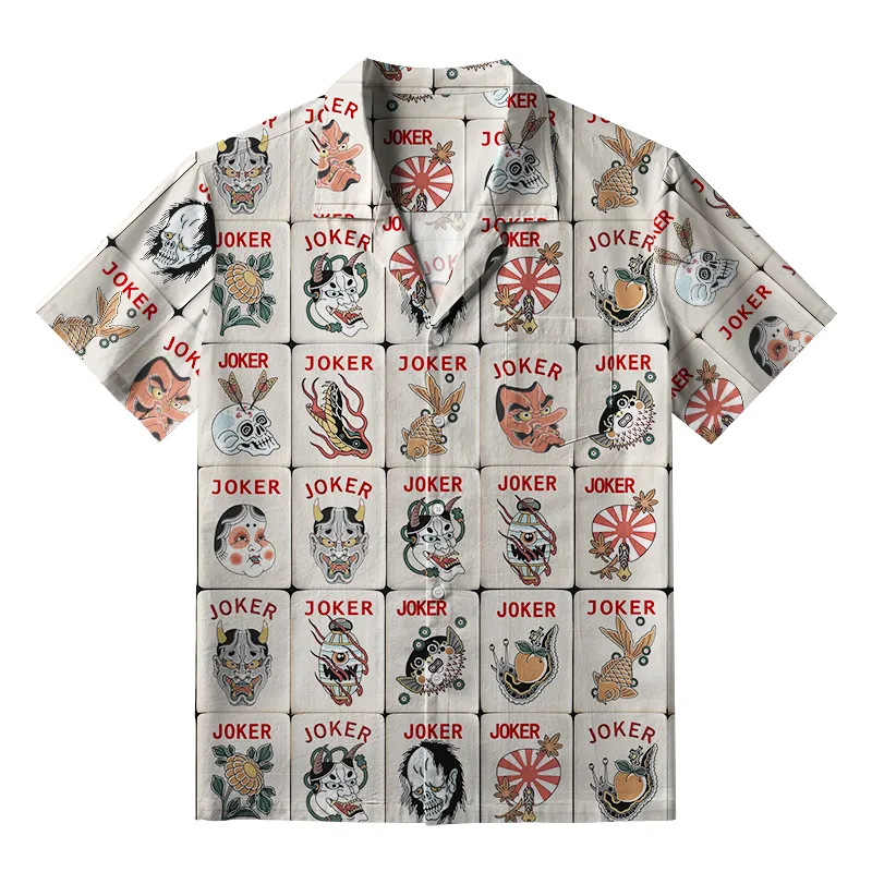 Tokyo-Lion Japanese Joker Mahjong Tiles Aloha Hawaiian Shirt