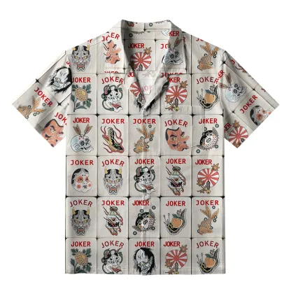 Tokyo-Lion Japanese Joker Mahjong Tiles Aloha Hawaiian Shirt