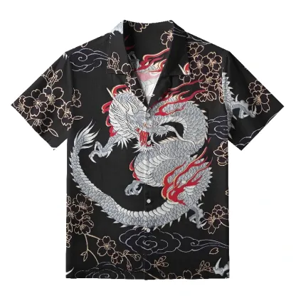 Tokyo-Lion Sakura And Dragon Hawaiian Shirt