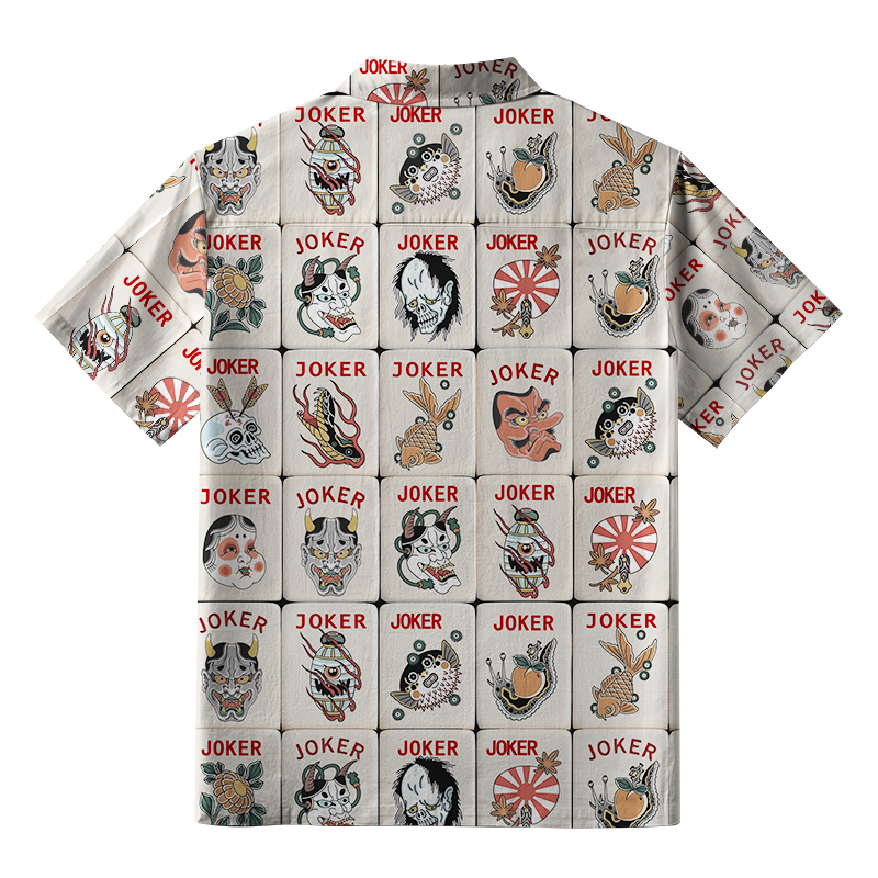 Tokyo-Lion Japanese Joker Mahjong Tiles Aloha Hawaiian Shirt-Tokyo-Lion