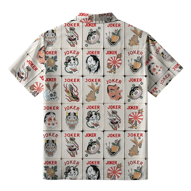 Tokyo-Lion Japanese Joker Mahjong Tiles Aloha Hawaiian Shirt