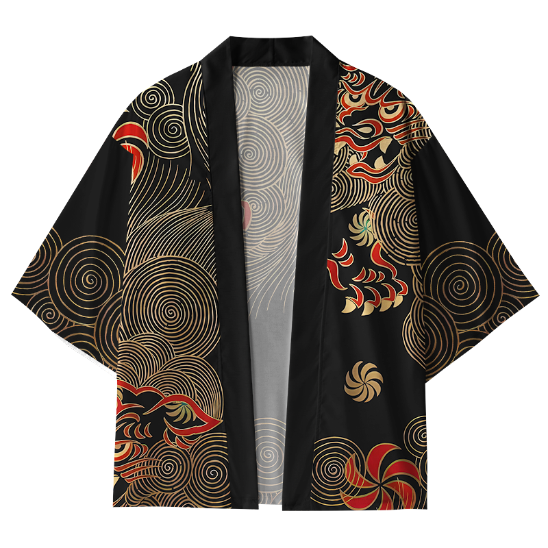 Tokyo-Lion Japanese Circle Pattern Kimono Cardigan