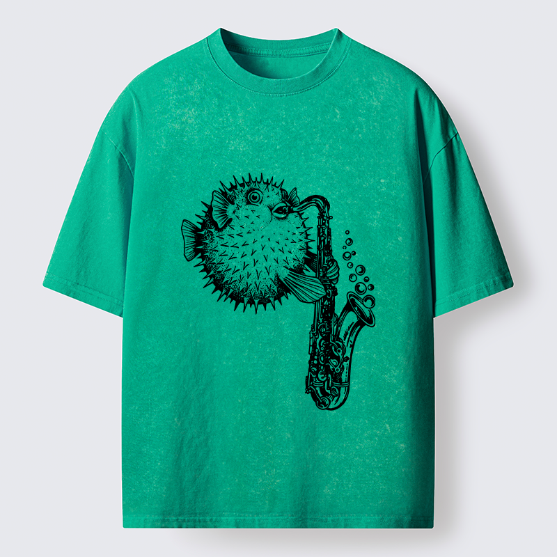 Tokyo-Lion Pufferfish Performance Washed T-Shirt