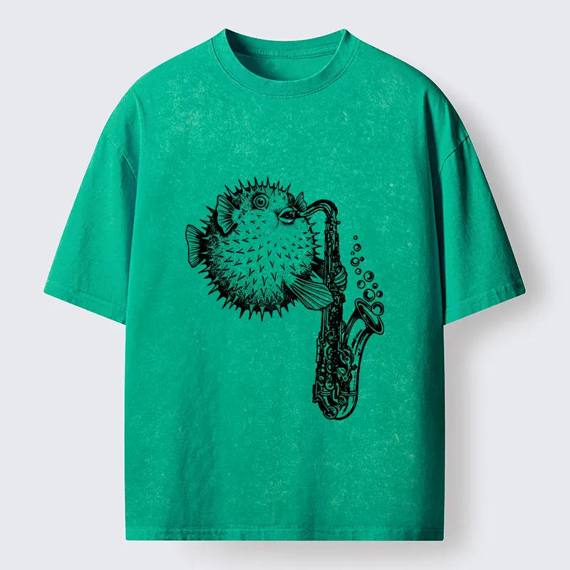 Tokyo-Lion Pufferfish Performance Washed T-Shirt