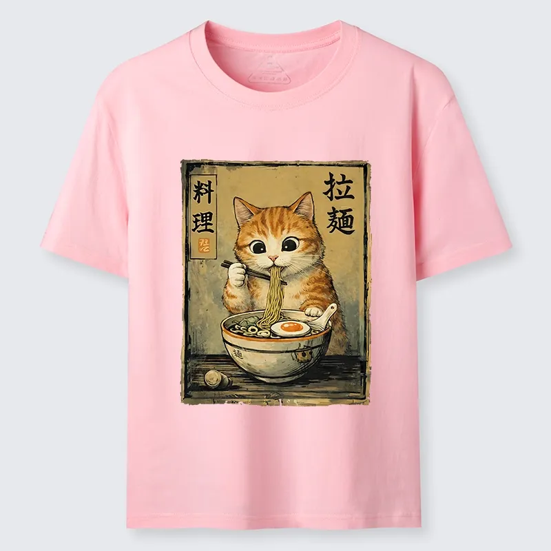 Tokyo-Lion Retro Ginger Cat Ramen Classic T-Shirt