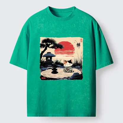 Tokyo-Lion Zen-like Scenery Washed T-Shirt