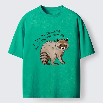Tokyo-Lion Raccoon Funny Meme Japan Washed T-Shirt