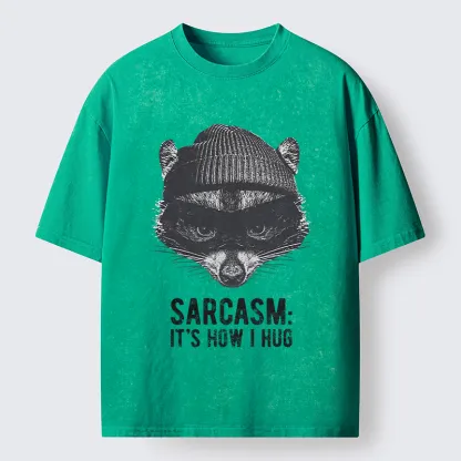 Tokyo-Lion Raccoon's Sarcasm Washed T-Shirt
