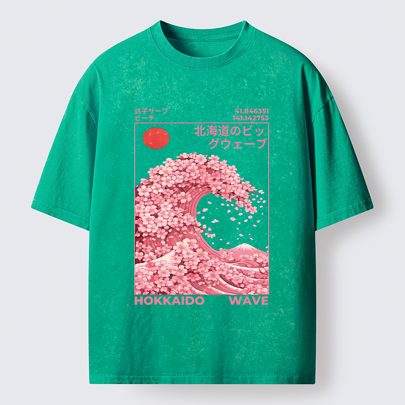 Tokyo-Lion Sakura Wave Washed T-Shirt
