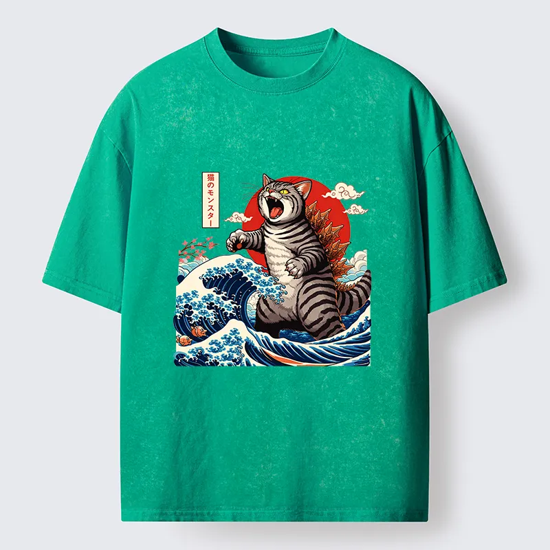 Tokyo-Lion Catzilla Roar Washed T-Shirt-Tokyo-Lion