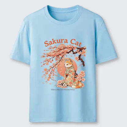 Tokyo-Lion Cat Under The Sakura Classic T-Shirt