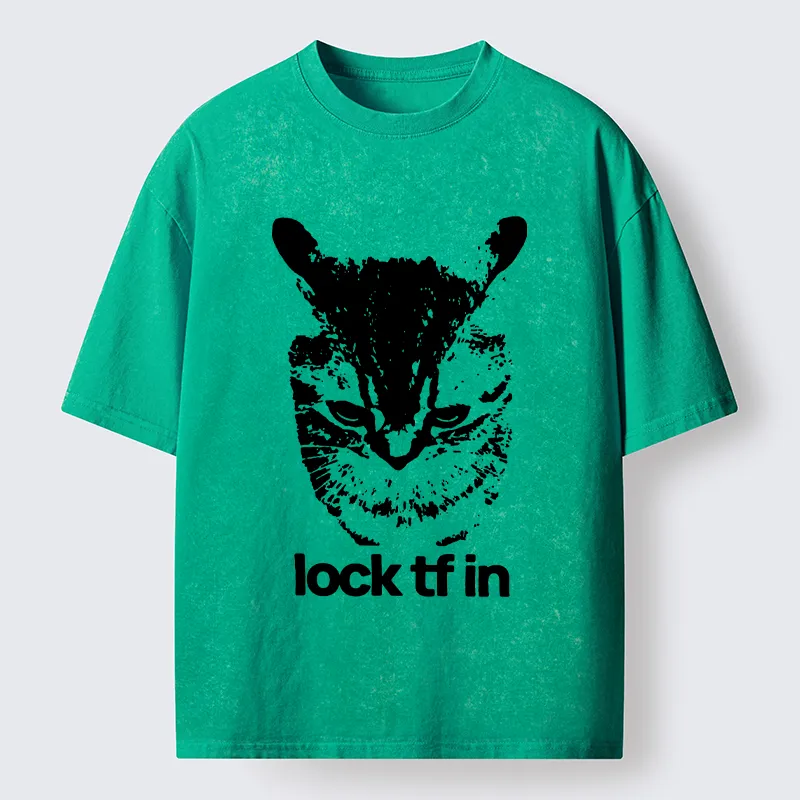 Tokyo-Lion Serious Cat Meme Washed T-Shirt