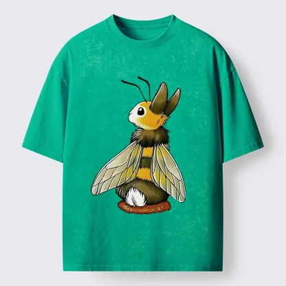 Tokyo-Lion Bee Rabbit Funny Washed T-Shirt