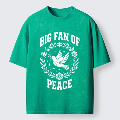 Tokyo-Lion Circle of Flower Peace Dove Washed T-Shirt