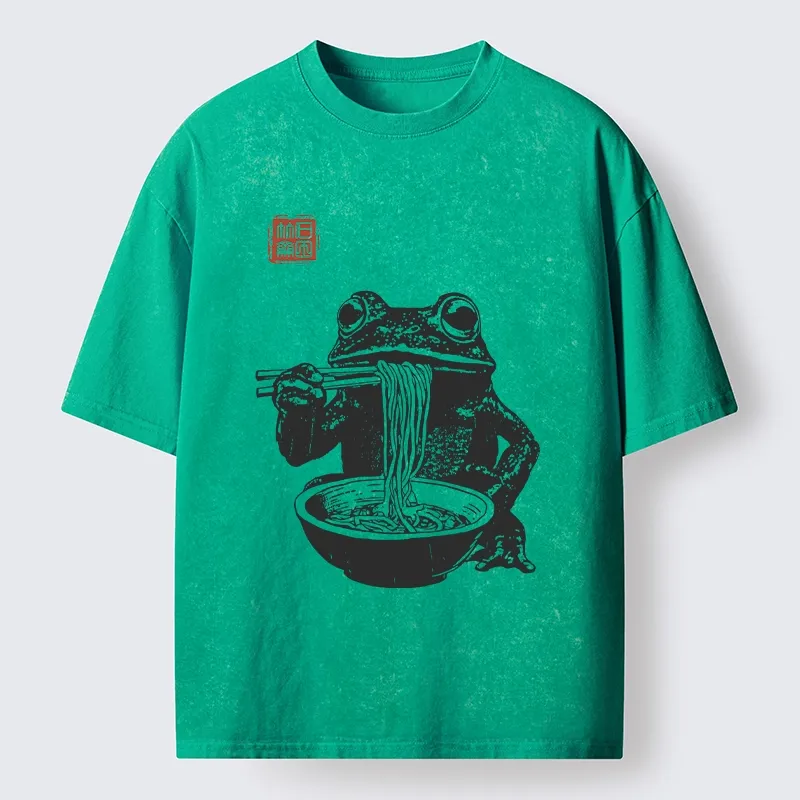 Tokyo-Lion Noodle Time for Froggy Washed T-Shirt-Tokyo-Lion