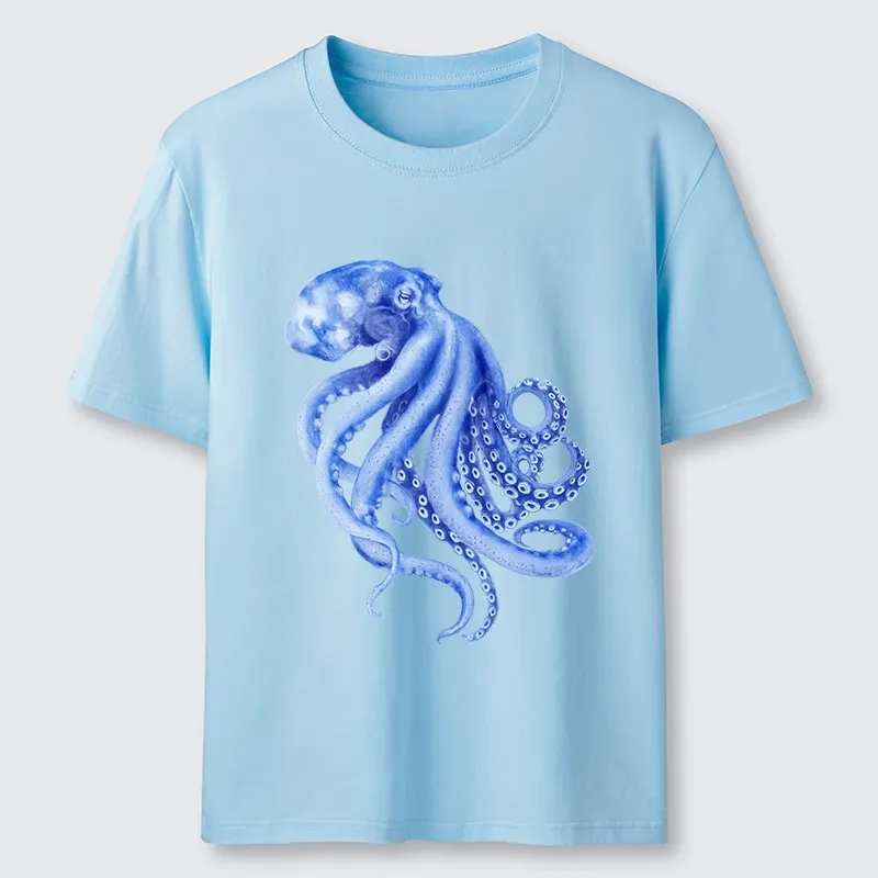 Tokyo-Lion Retro Blue Octopus Classic T-Shirt