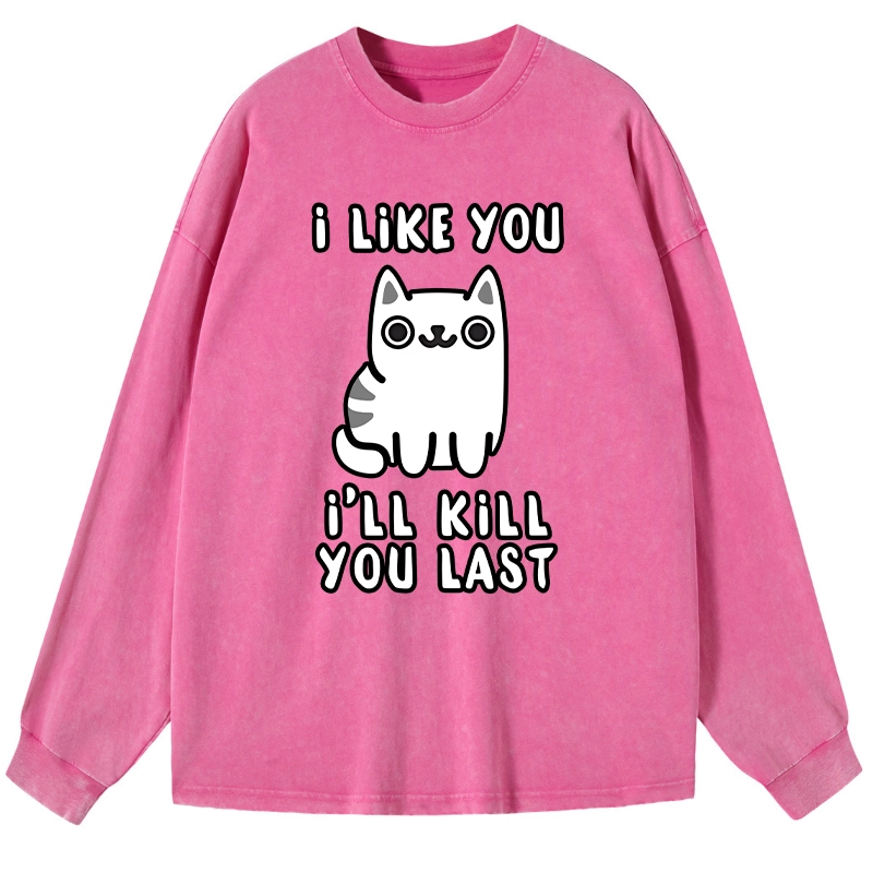 Tokyo-Lion Cats And Humans Have A Love-hate Relationship Washed Long Sleeve T-Shirt-Tokyo-Lion