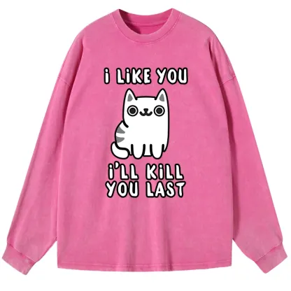 Tokyo-Lion Cats And Humans Have A Love-hate Relationship Washed Long Sleeve T-Shirt-Tokyo-Lion
