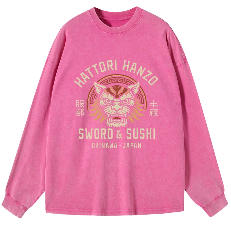 Tokyo-Lion Hattori Lion Japanese Samurai Washed Long Sleeve T-Shirt
