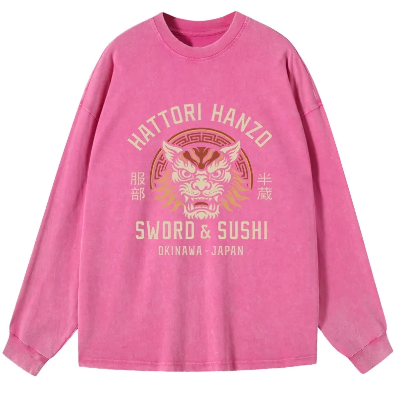 Tokyo-Lion Hattori Lion Japanese Samurai Washed Long Sleeve T-Shirt