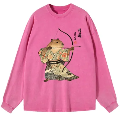 Tokyo-Lion Capybara Archery Washed Long Sleeve T-Shirt