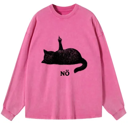 Tokyo-Lion Cat Refused Washed Long Sleeve T-Shirt