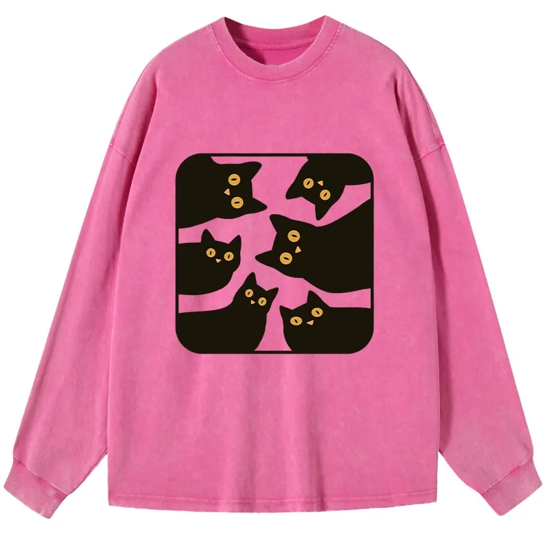 Tokyo-Lion Cats Are Watching You Washed Long Sleeve T-Shirt