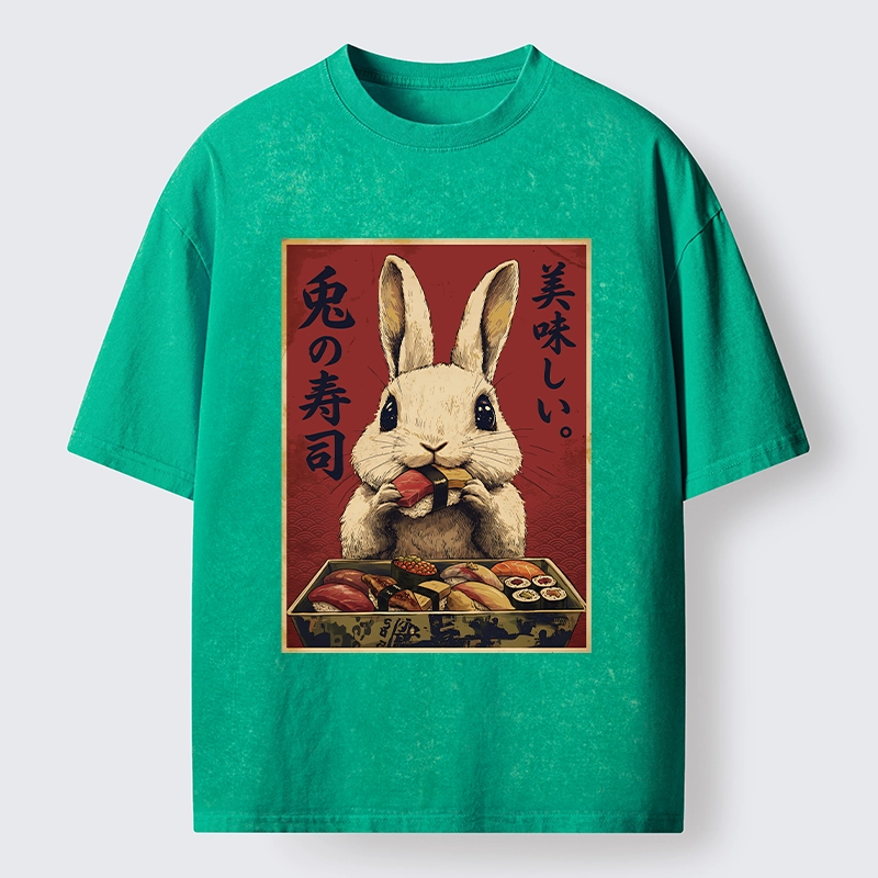 Tokyo-Lion Rabbit’s Sushi Feast Washed T-Shirt