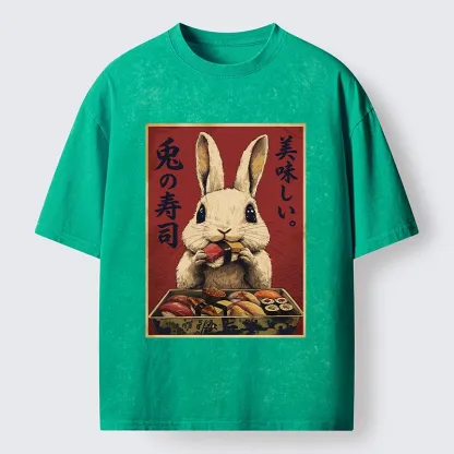 Tokyo-Lion Rabbit’s Sushi Feast Washed T-Shirt