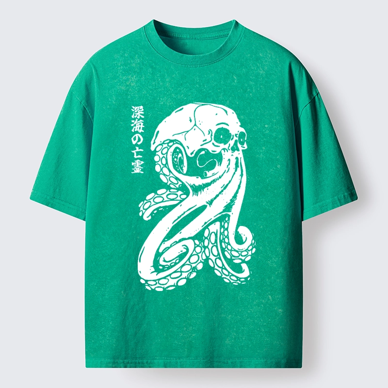 Tokyo-Lion Octopus Of The Deep Ghost Washed T-Shirt