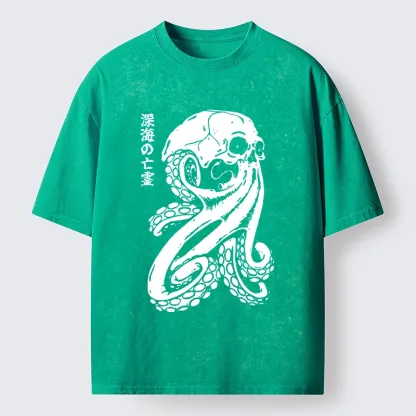 Tokyo-Lion Octopus Of The Deep Ghost Washed T-Shirt