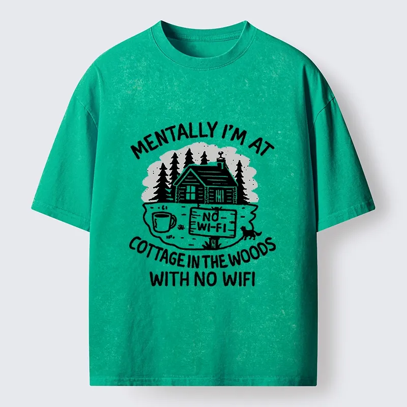 Tokyo-Lion Dreaming Of A Woodland Cottage Washed T-Shirt